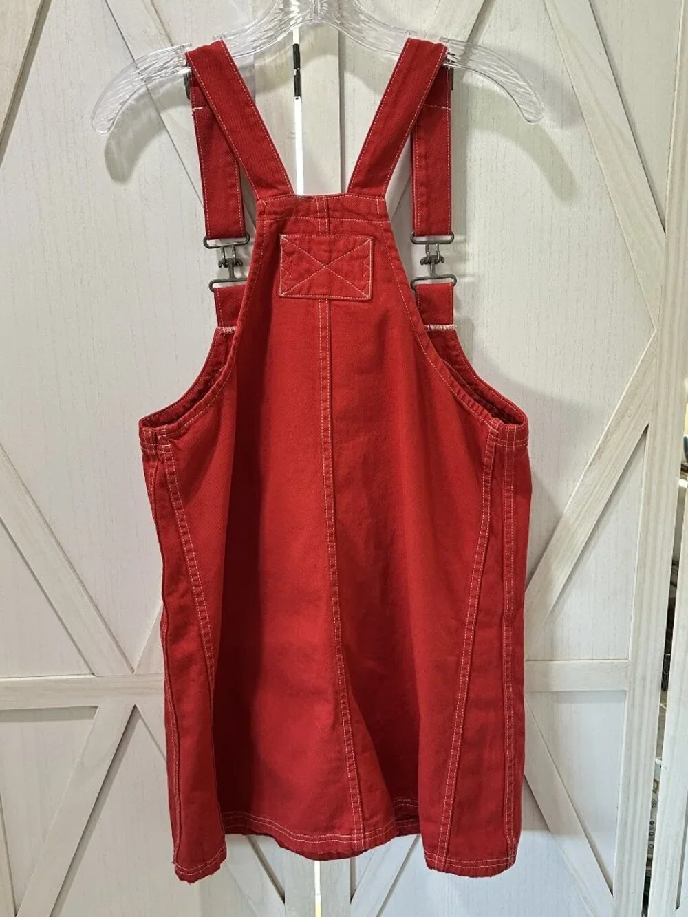 Free People We The Free Overall Smock Mini Dress in Bright Red 